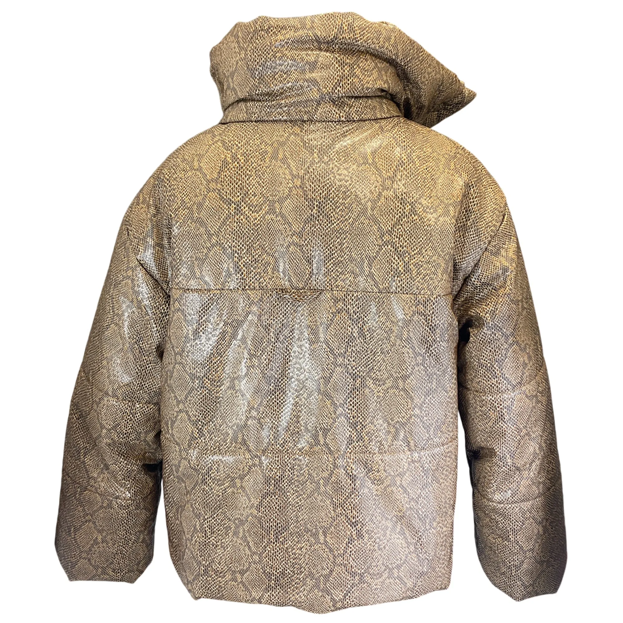 Nanushka Tan Snake Print Puffer Jacket