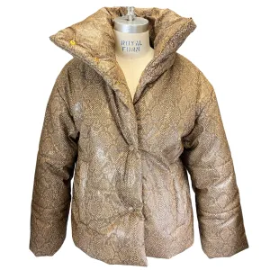 Nanushka Tan Snake Print Puffer Jacket