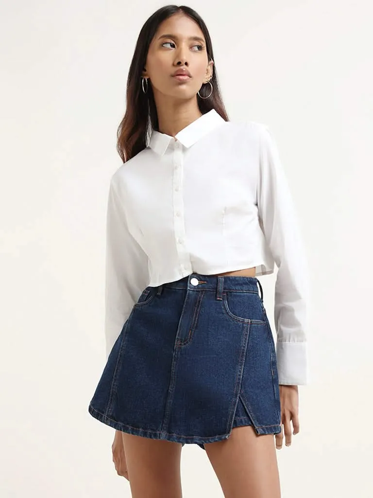 Nuon White Cotton Corset Shirt