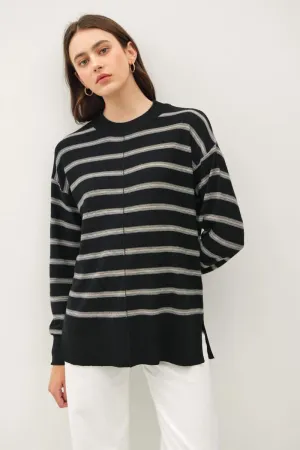 Oversized Brush Striped Basic Sweater