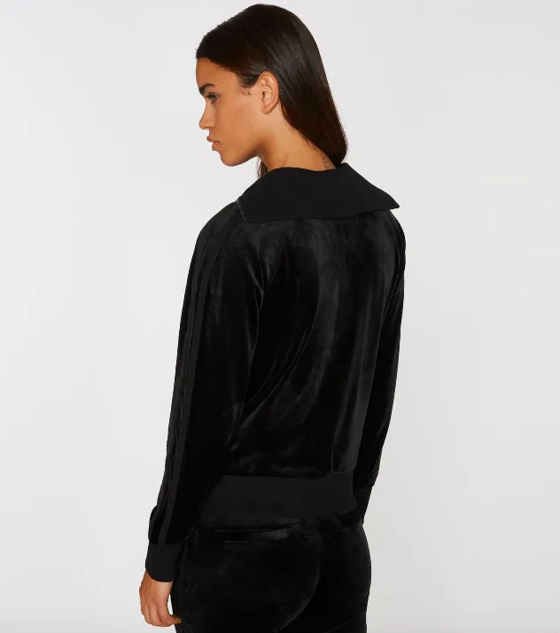 Pam & Gela - Track Jacket with Tonal Racing Stripe in Black