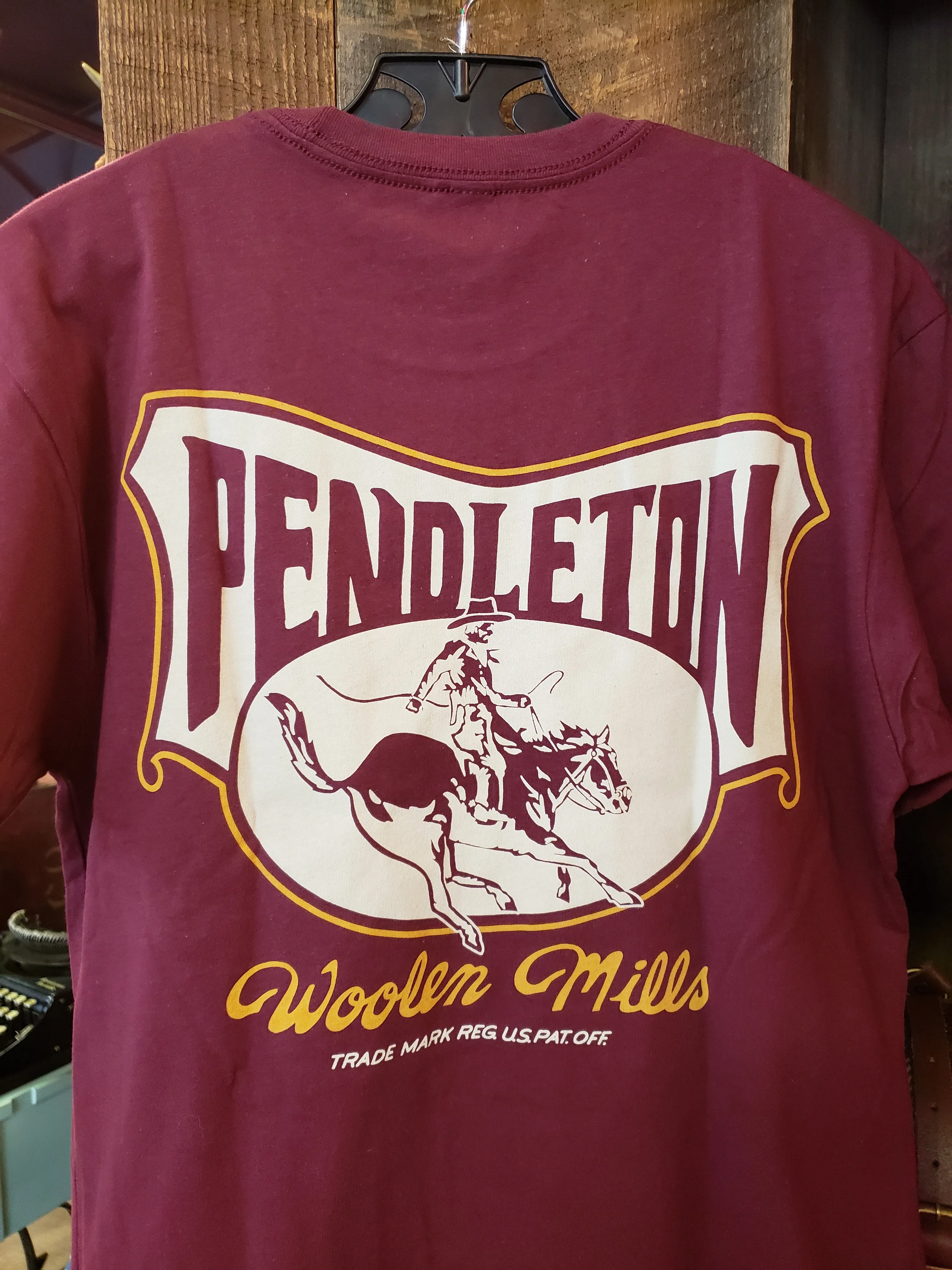 Pendleton Rodeo Rider Graphic Tee in Maroon and White