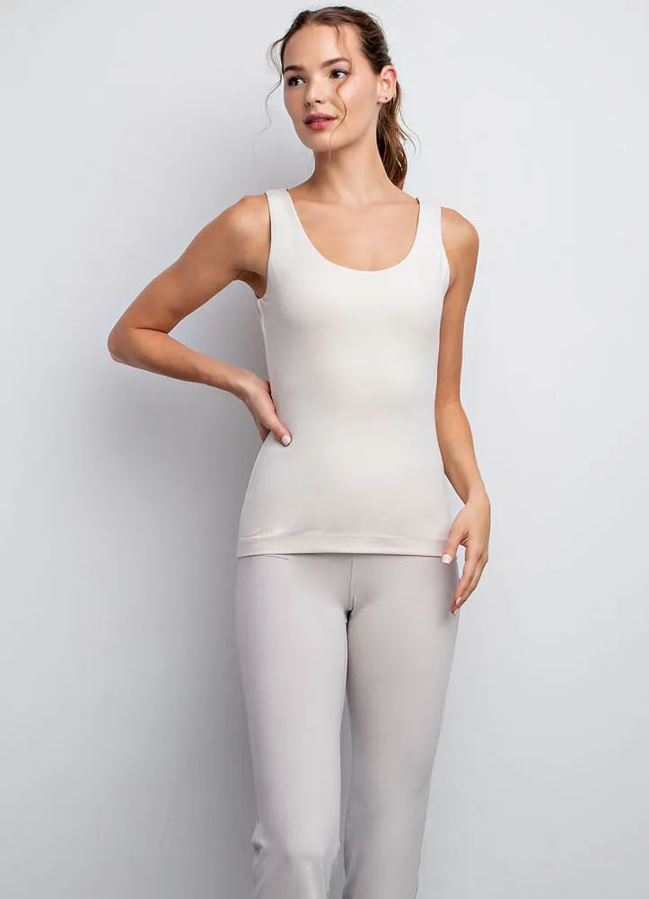 Plus Rnd Neck Tank in White Pearl by Rae Mode