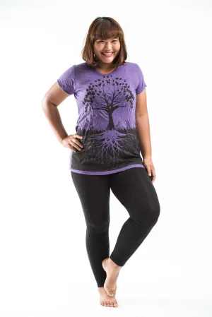 Plus Size Womens Tree of Life T-Shirt in Purple