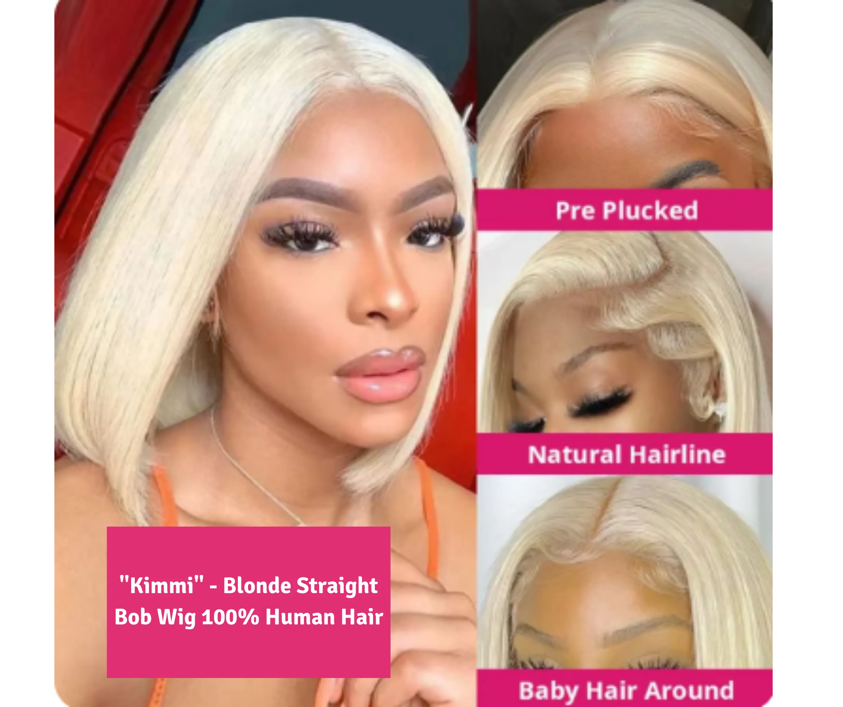 "Kimmi" - Blonde Straight Bob Wig | 100% Human Hair