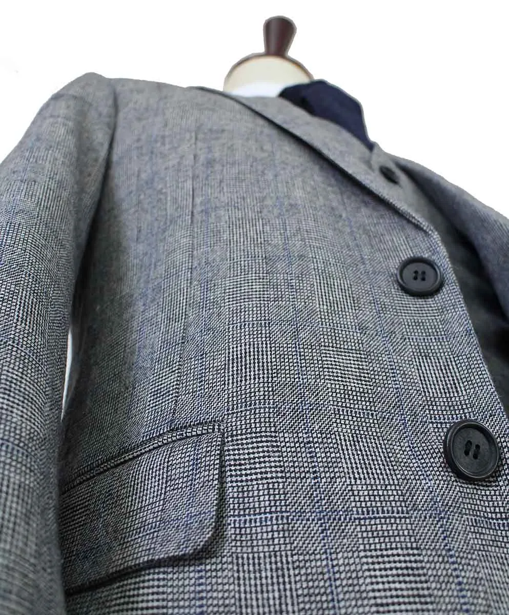 RETRO GREY PLAID TWEED 3 PIECE SUIT