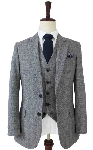 RETRO GREY PLAID TWEED 3 PIECE SUIT