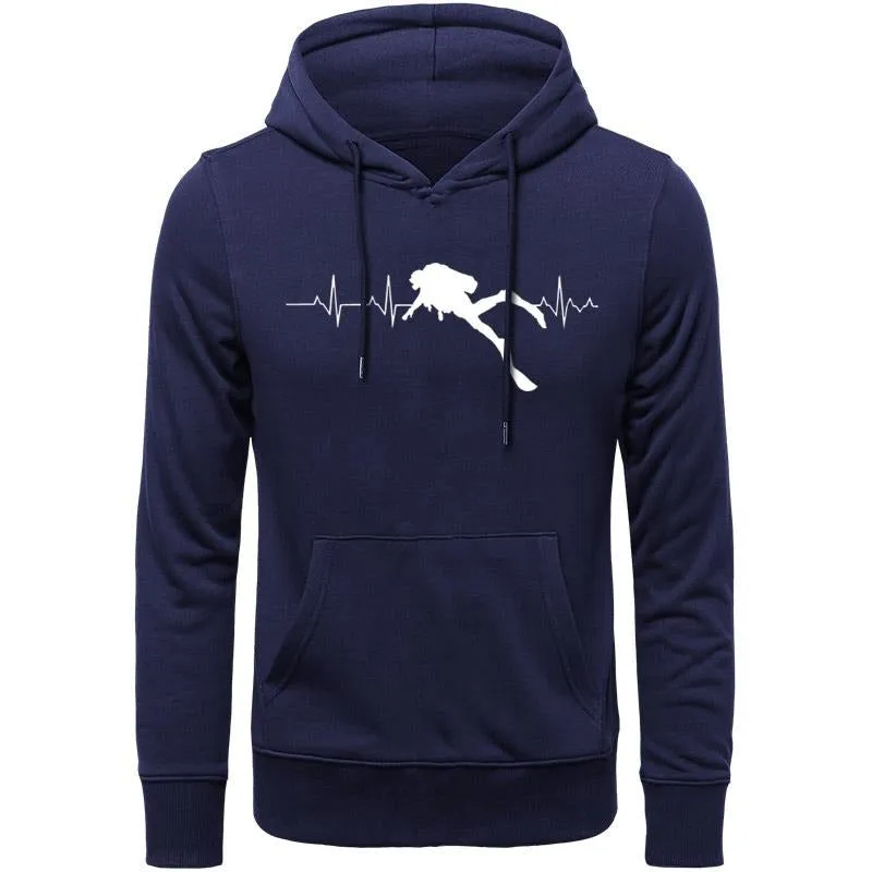 Scuba diving Hoodie for Men | Scuba Dive Heart Beat