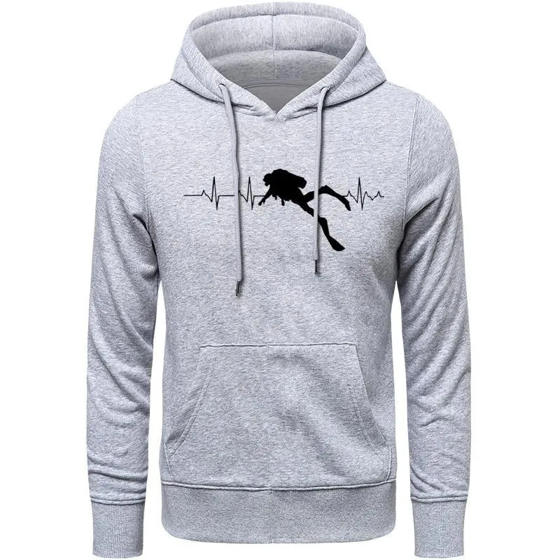 Scuba diving Hoodie for Men | Scuba Dive Heart Beat