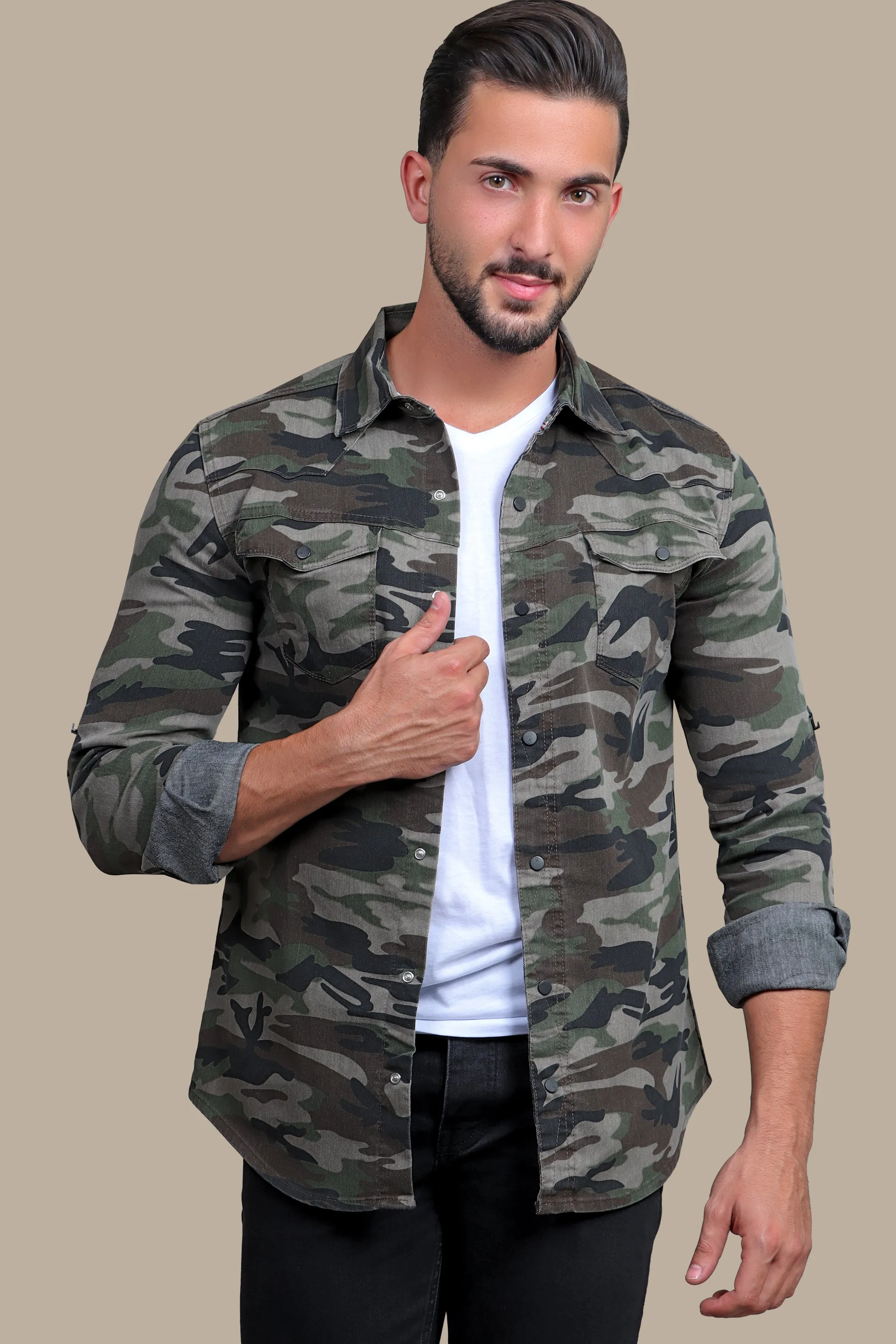 Urban Camouflage: Green Overshirt