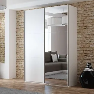 VIGO 150cm Sliding Door Wardrobe White Mirror