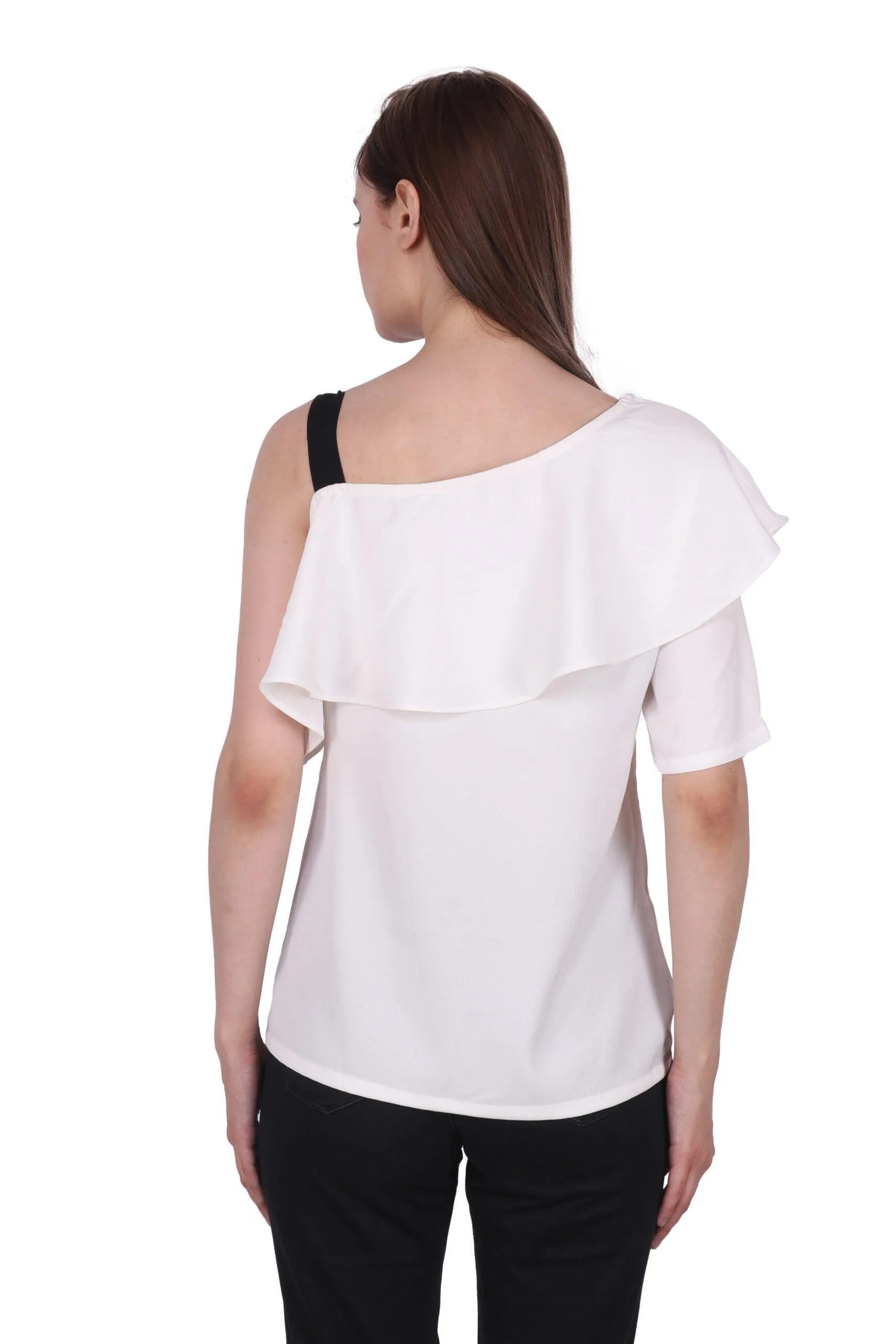 White Solid Top with Shoulder Tie