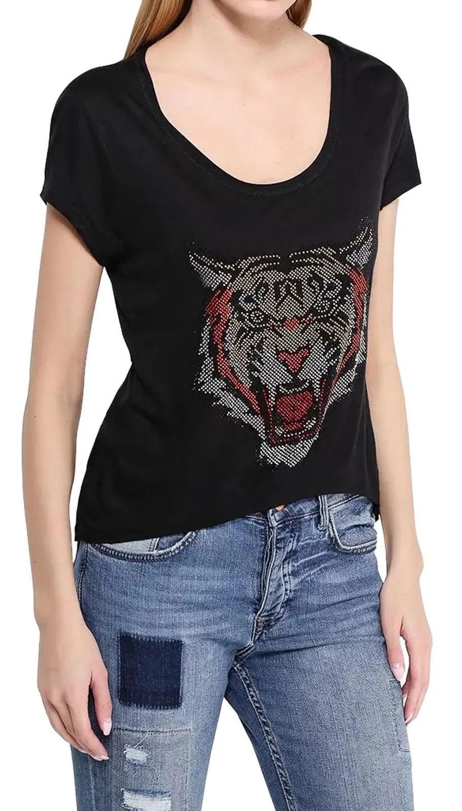 Women Printed Round Scoop Neck T-Shirt - XS/S