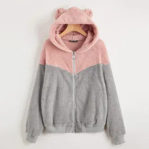 Women Warm Winter Hoodies Zipper Tops