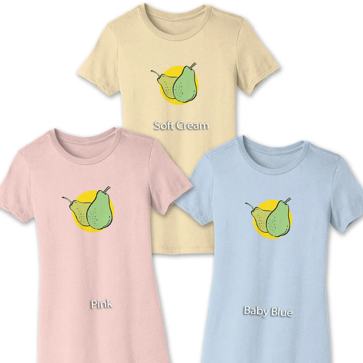 Women's Pears Slim Fit T-shirt S-2X Fruit Design