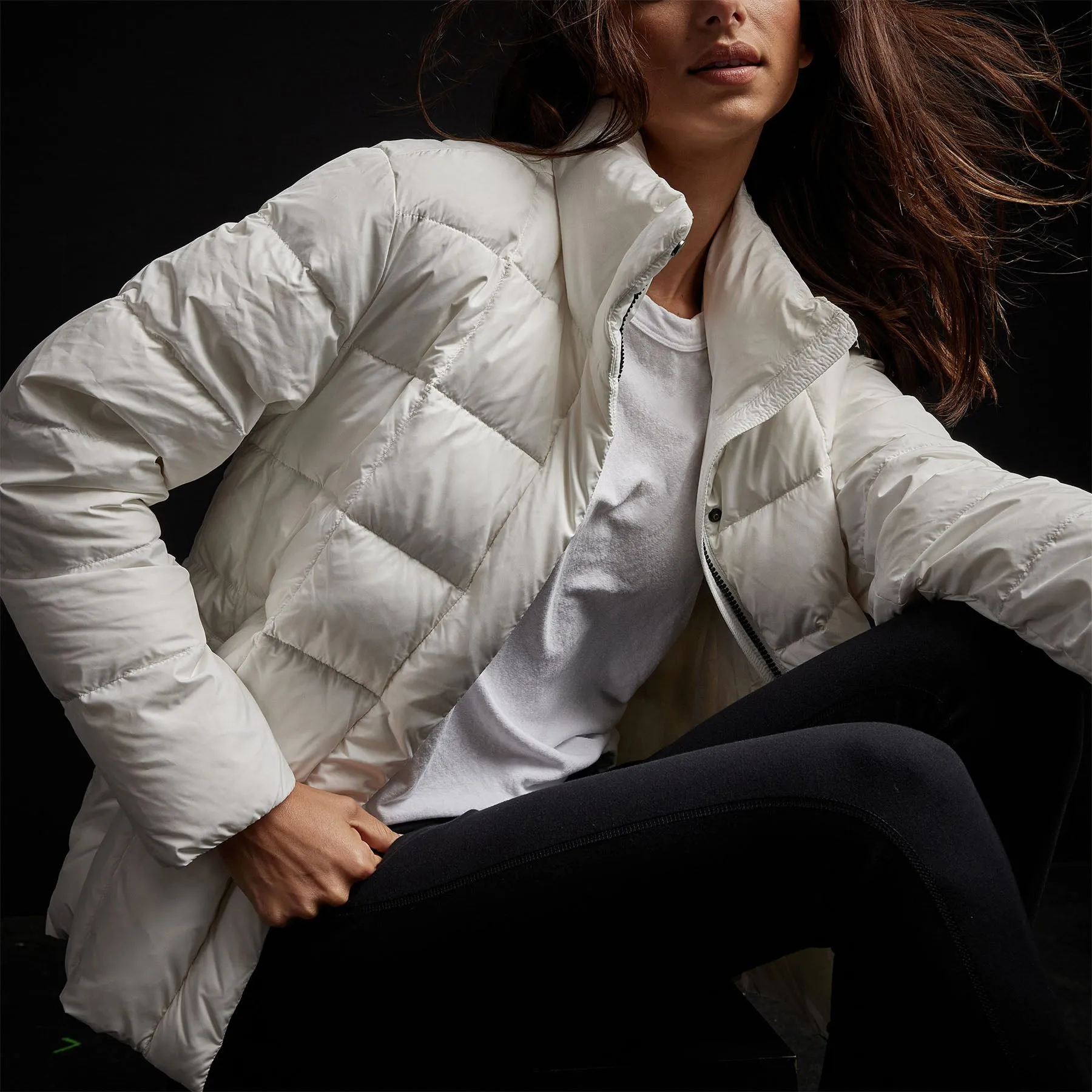 Y/OSEMITE Quilted Down Zip Front Jacket - Cloud White